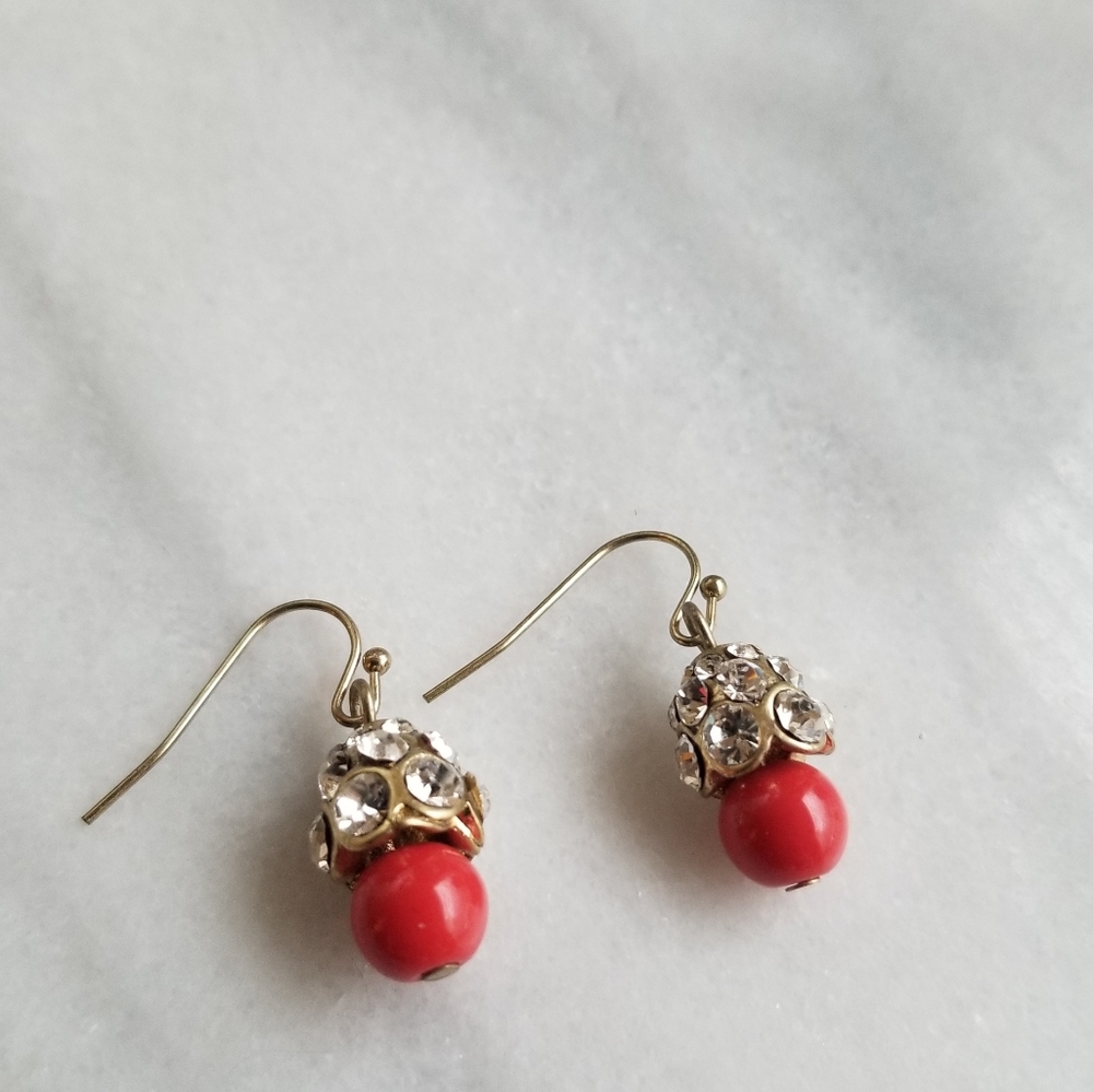 Red and crystal earrings - Picture 4 of 9